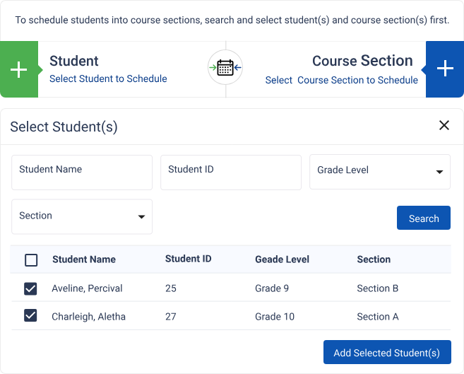 Search and Select Students