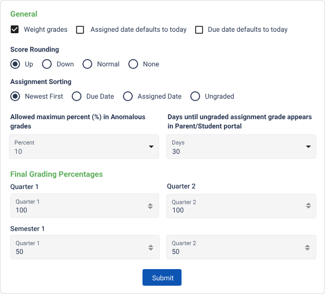 Gradebook Configuration
